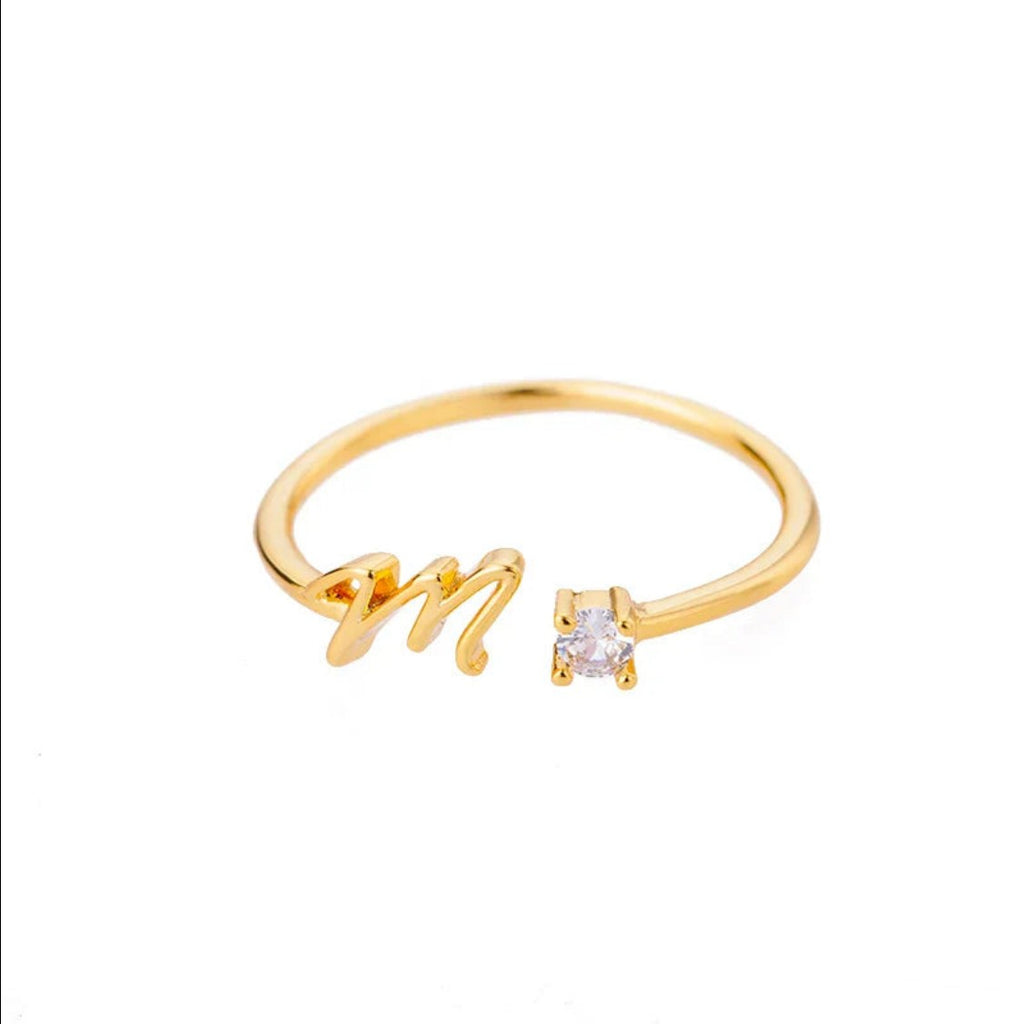 Bague fine pour femme avec initiale - lettre M