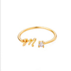 Bague fine pour femme avec initiale - lettre M