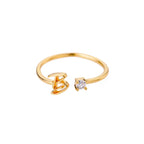 Thin personalized women's ring with initial b