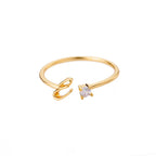 Thin personalized women's ring with initial e