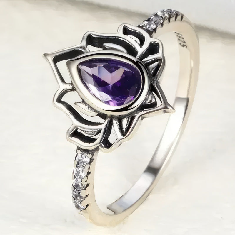 Bague Fleur de Lotus Argentée Femme