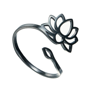 Bague Fleur de Lotus Femme noir