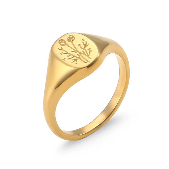 Bague fleur sauvage gravée fleur sauvage