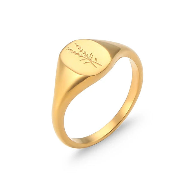 Bague fleur sauvage gravée lavande