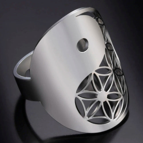 Bague Géométrique Yin Yang argent