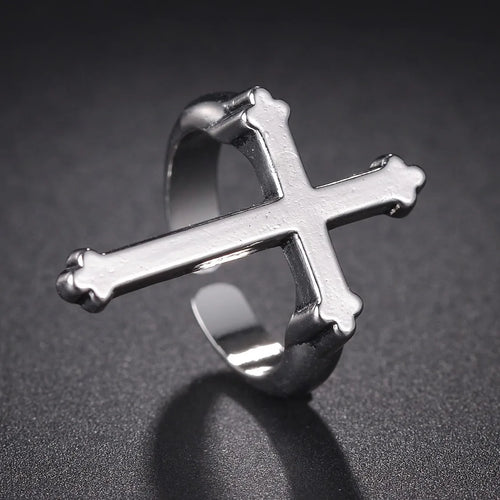 Men's Signet Ring Christian Cross Silver