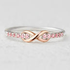 Bague infini promesse éternelle et cristaux éclatants or rose et argent