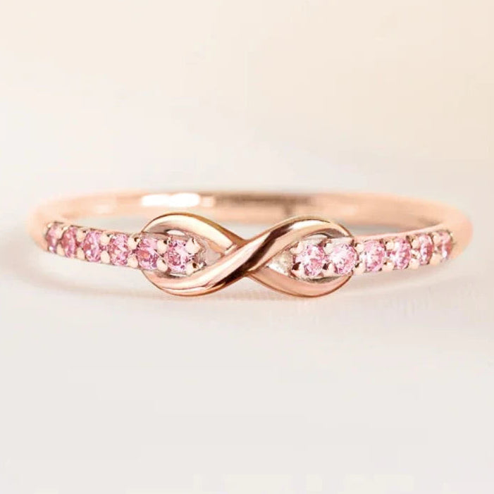 Bague infini promesse éternelle et cristaux éclatants or rose
