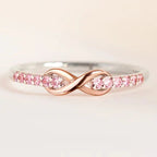 Bague infini promesse éternelle et cristaux éclatants or rose et argent