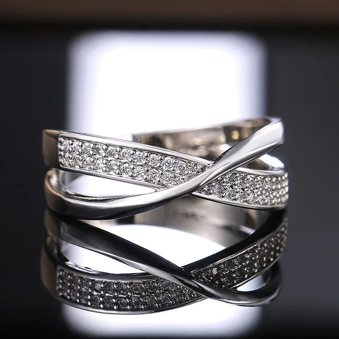 Bague infini rubans entrelacés  argent