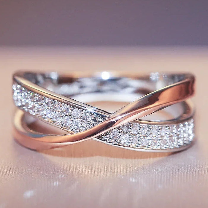 Bague infini rubans entrelacés  bicolore