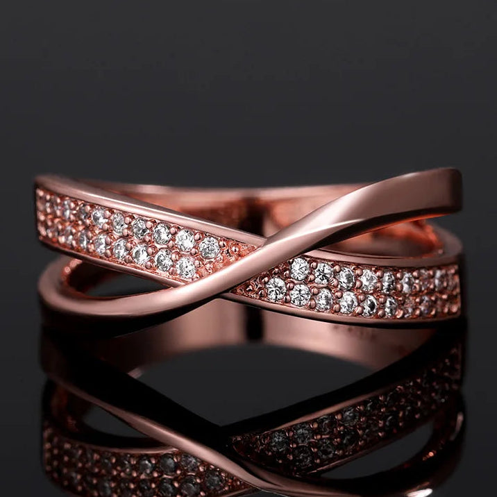 Bague infini rubans entrelacés  or rose