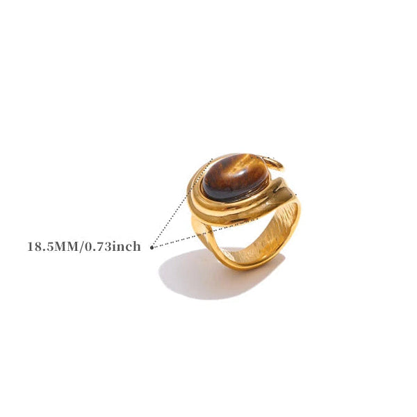 Anello largo regolabile e pietra occhio di tigre