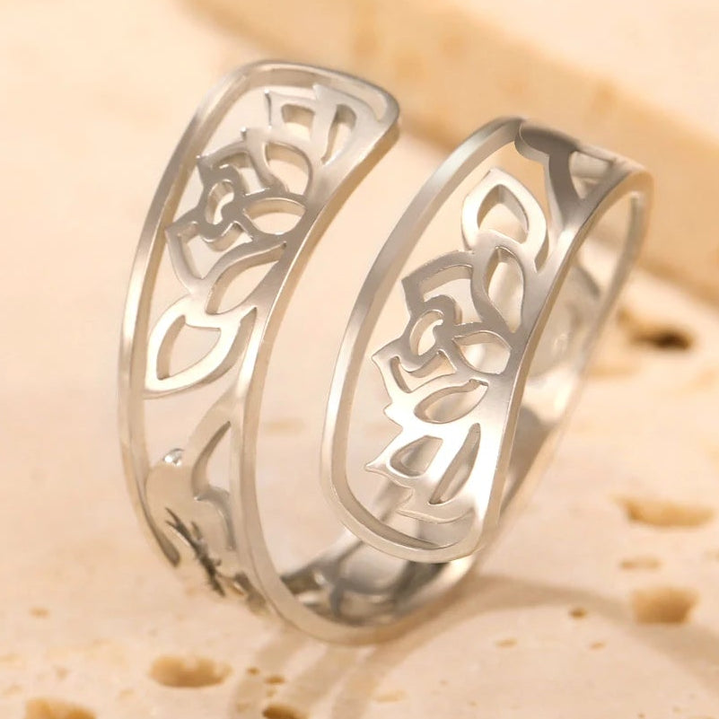 Bague avec Fleurs de Lotus argent