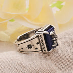 Bague large croissant de lune sculpté style mystique