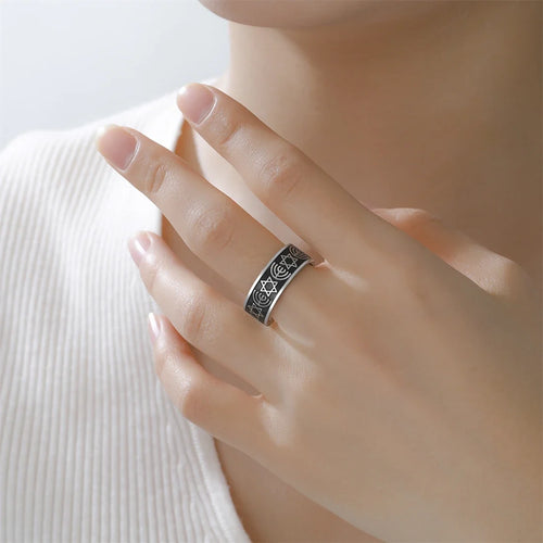 Bred Menorah-ring og Davidstjerner, jødiske symboler