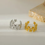 Anillo ancho multiestrellas de plata