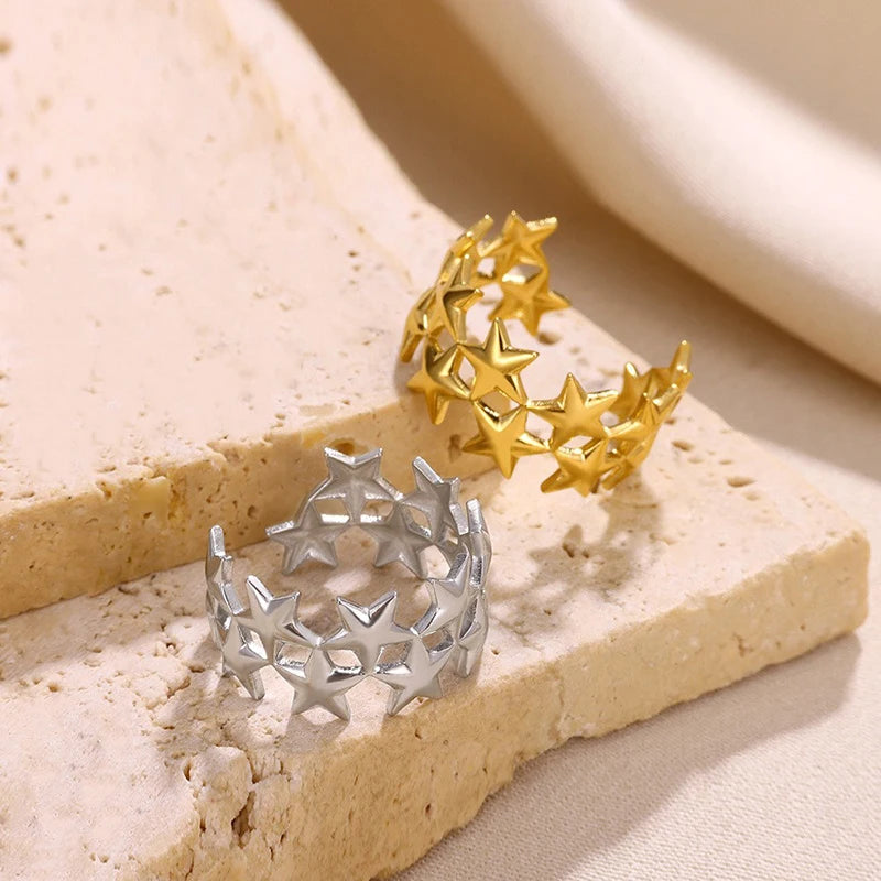 Bague large multi-étoiles or