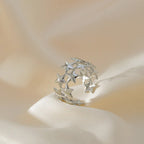 Anillo ancho multiestrellas de plata