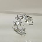 Anillo ancho multiestrellas de plata