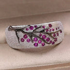 Bague large pavée de cristaux arbre de vie