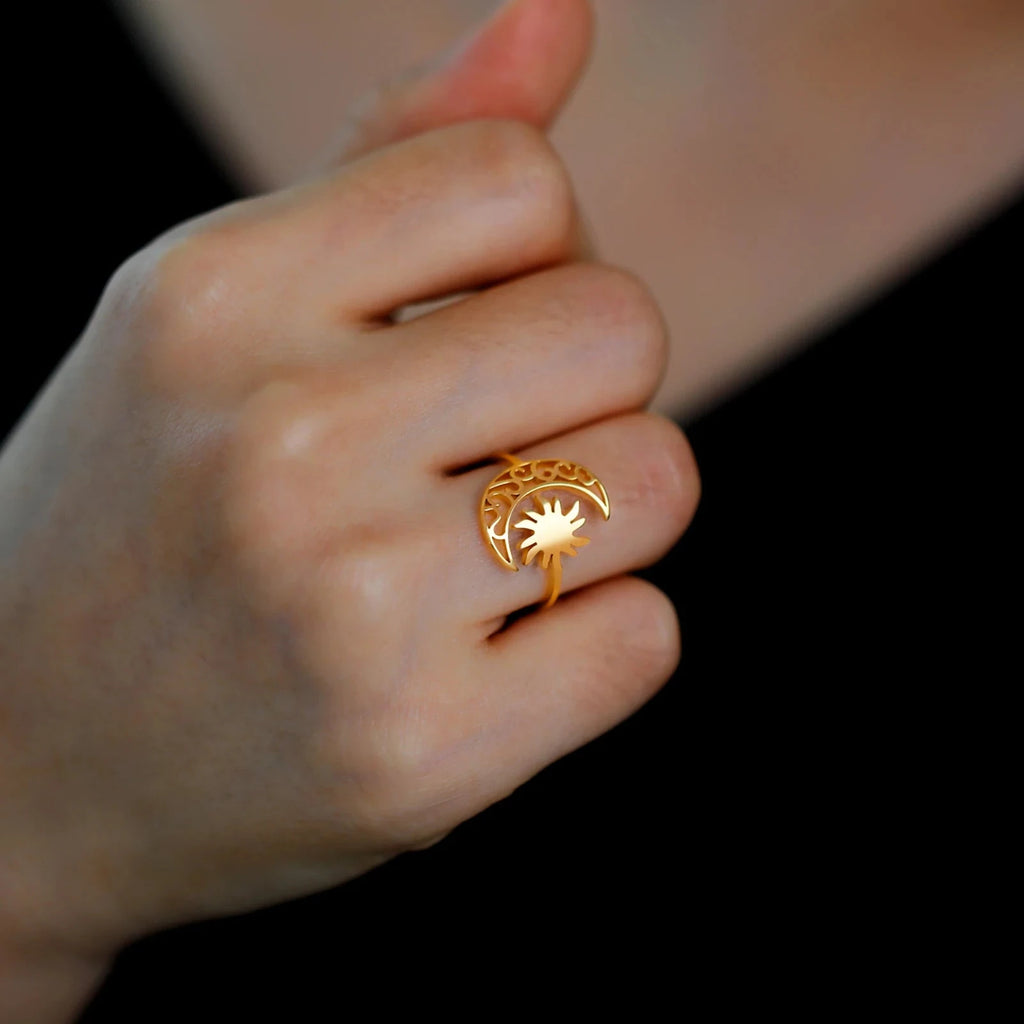 Bague Lune et Soleil or