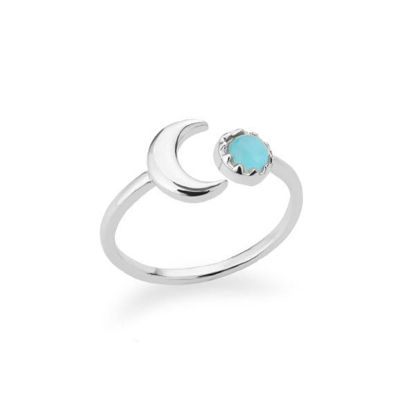 Bague Lune Femme Anneau Astres argent