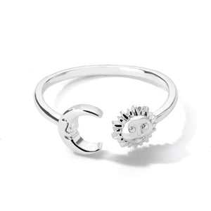 Bague Lune Soleil Astres Femme argent