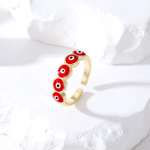 Bague Mauvais Oeil Bleu Turc Rouge