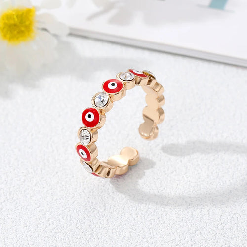 Turkish Blue Evil Eye Ring Bohemian Style Red