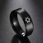 Anello nero con la stella di David simbolo ebraico