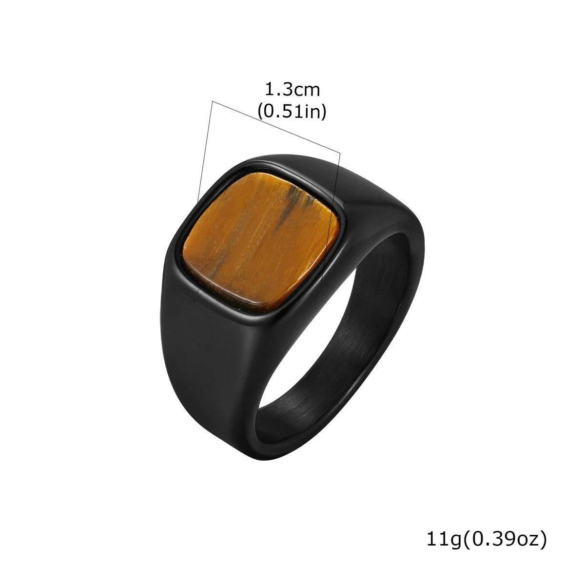 Bague carrée et pierre d'oeil de tigre noir