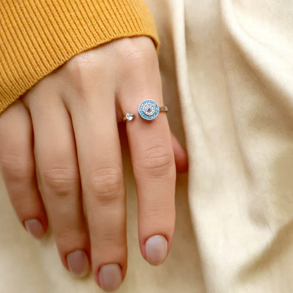 Bague oeil porte bonheur "à ma fille"
