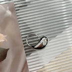 Originalus žiedas Didelė vandens lašo forma sidabras