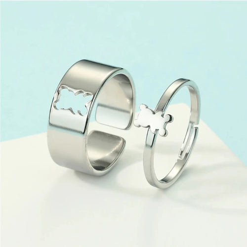 2-Piece Bear Ring Silver