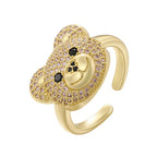 Bär Ring Stein Gold Und Rosa