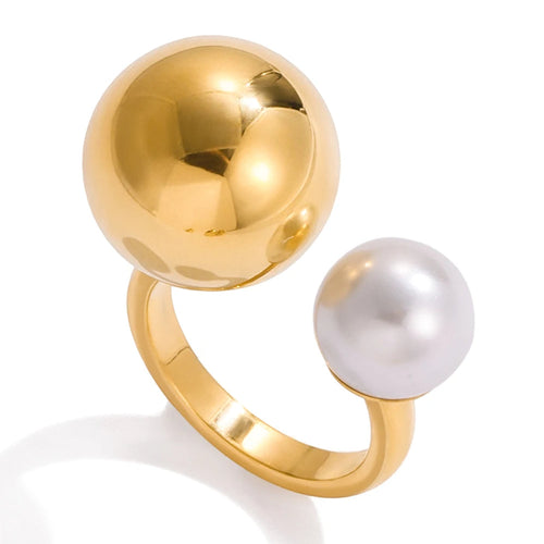 Åben ring med dobbelt perle