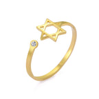 Bague ouverte avec l'étoile de David symbolique juive or