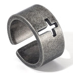 Åben ring med patineret kors