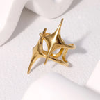 Åben ring med dobbelte stjerner i guld