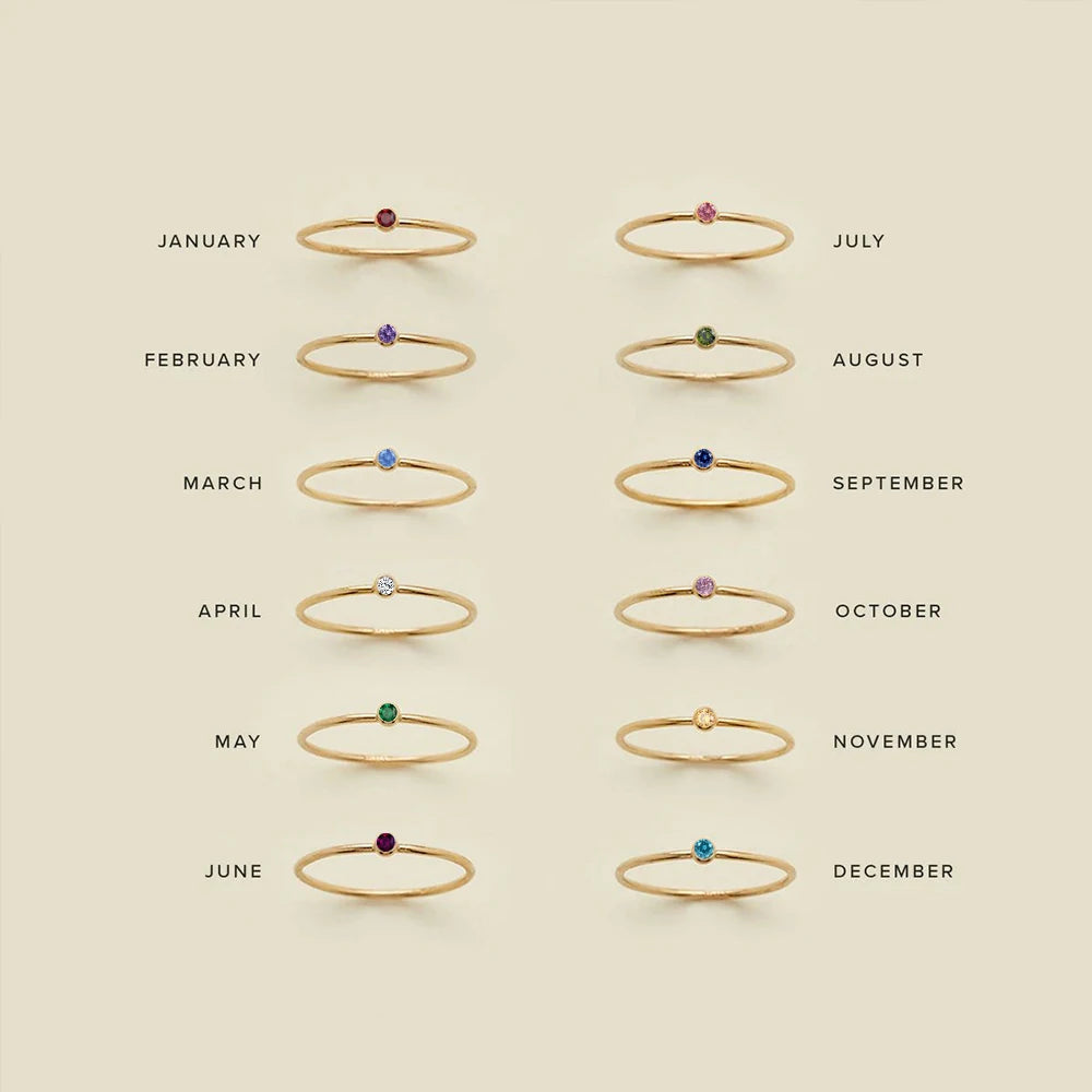 Silver & Gold Birthstone Ring 