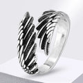Versilberter Feder-Ring für Herren