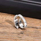 Versilberter Feder-Ring für Herren