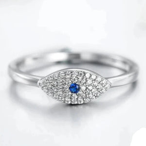 Bague Porte Bonheur Mauvais Oeil Bleu Turc En Zircon