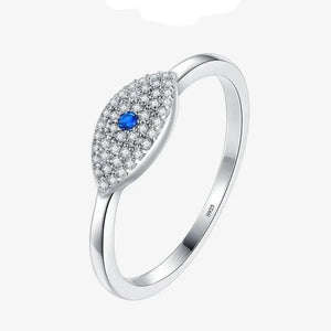 Bague Porte Bonheur Mauvais Oeil Bleu Turc En Zircon