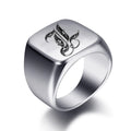 Bague large homme initiale l