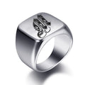 Bague large homme initiale m