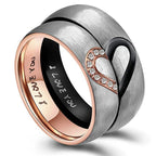 Bague Preuve d'Amour "I Love You" avec Coeur Noir ou Cristal or rose
