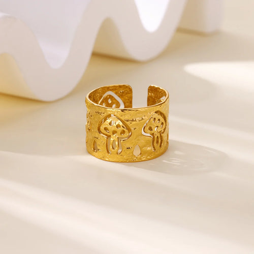 Retro-Ring mit goldenen Pilzen
