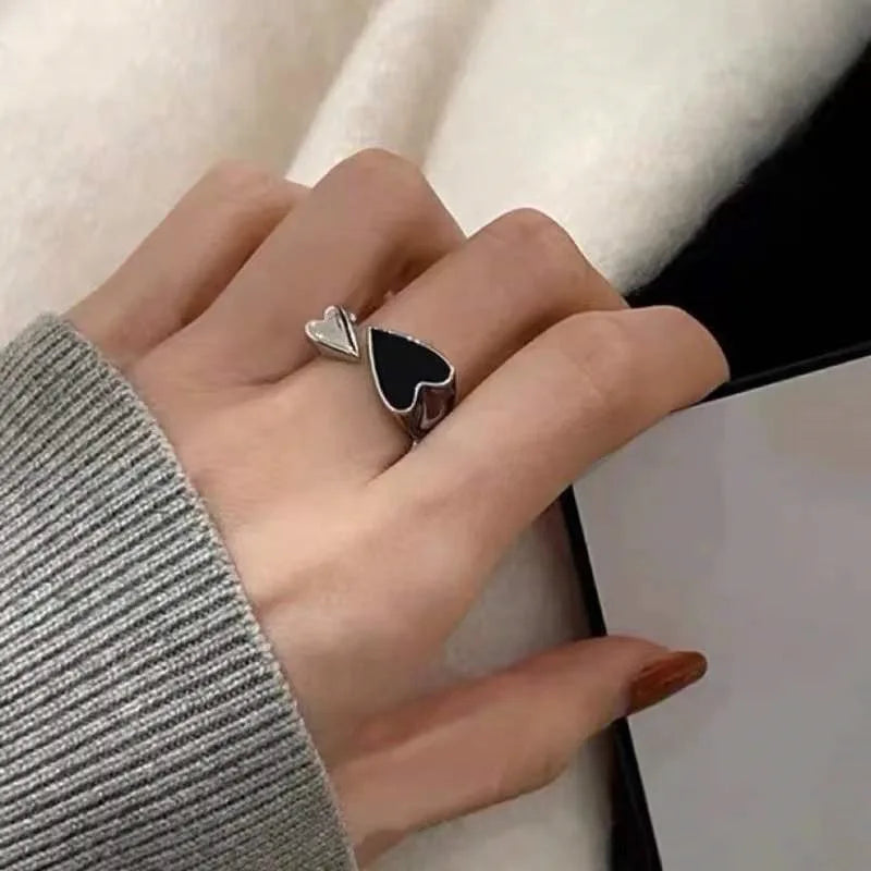 Bague Rétro avec Coeur Noir